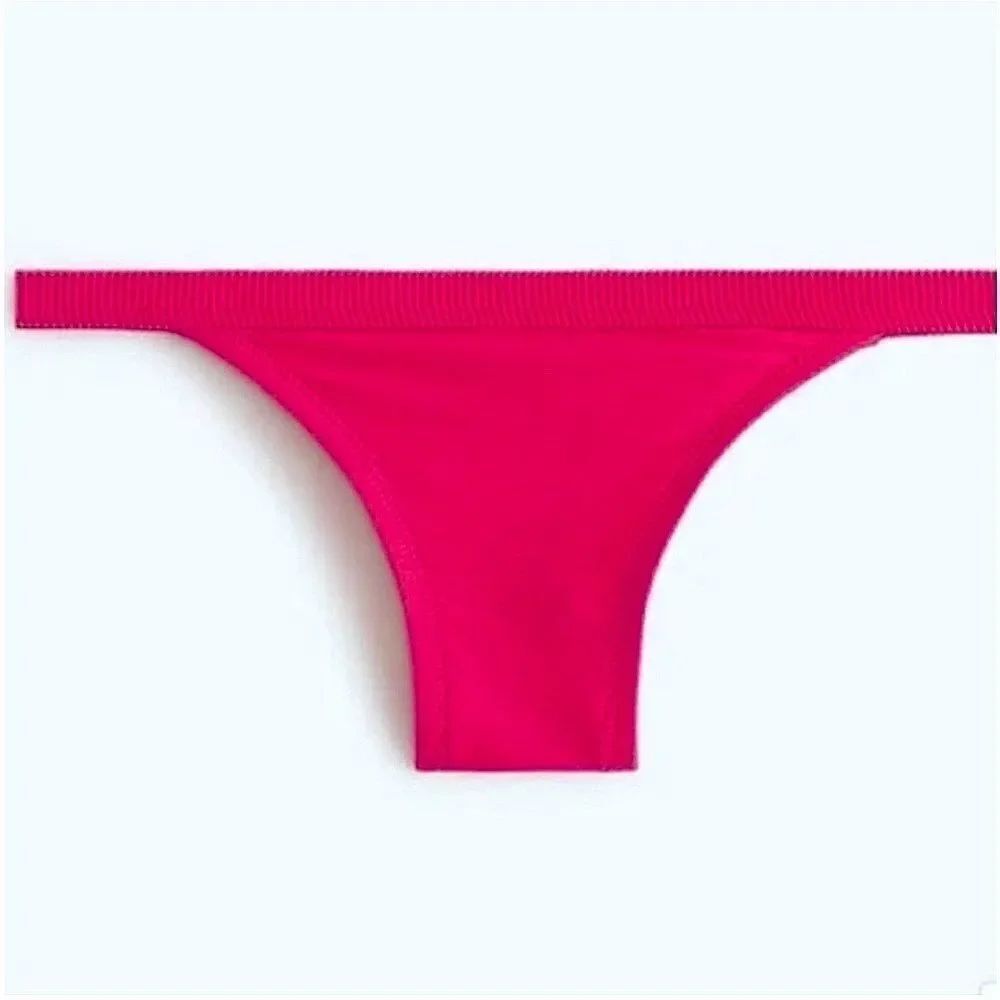 J Crew Magenta Pink Ribbed Hipster Full Coverage Bikini Bottom Sz XL NWT